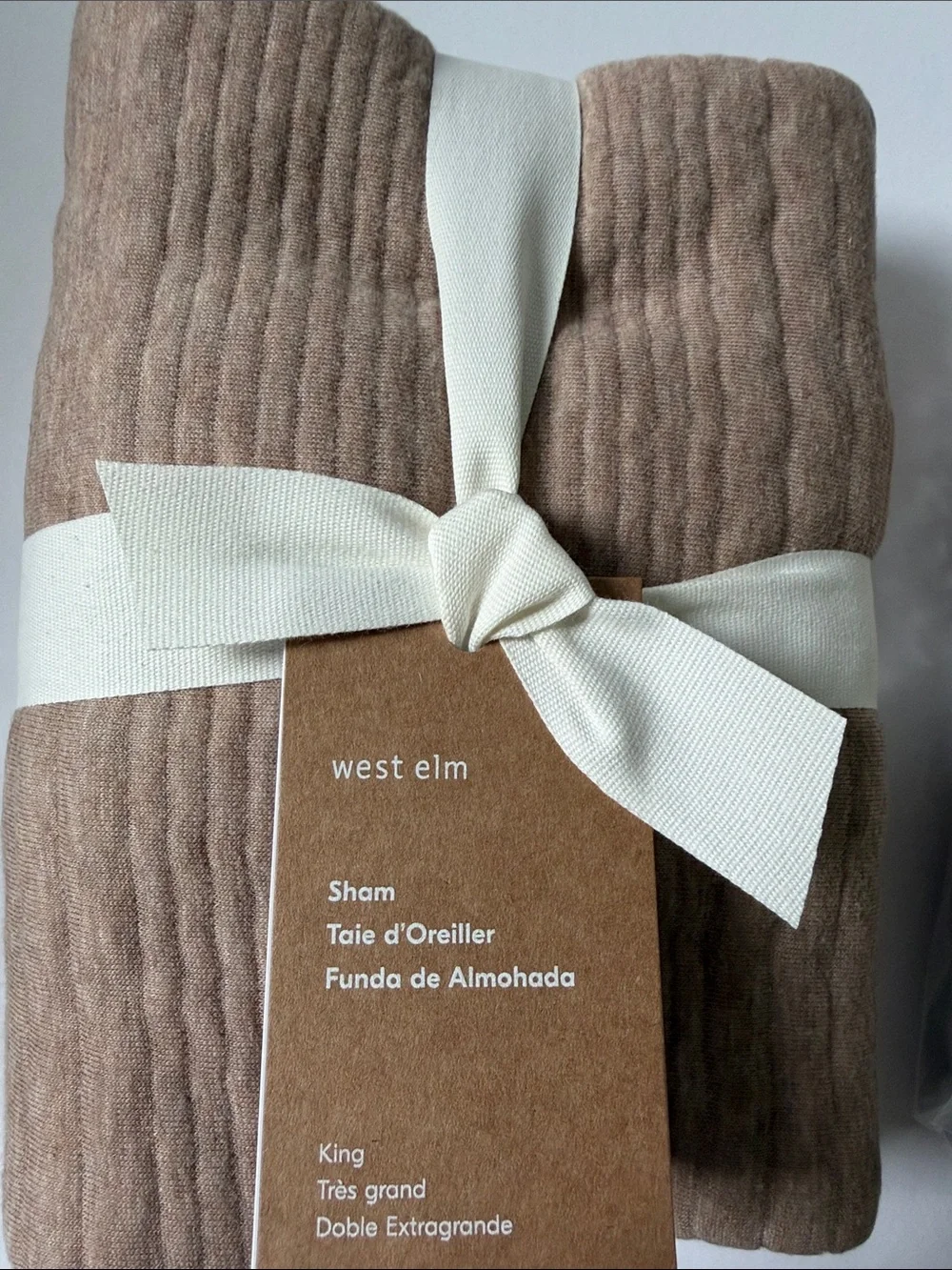 West Elm Taupe Brown Cotton Pillow Shams - Set of 2 king size new